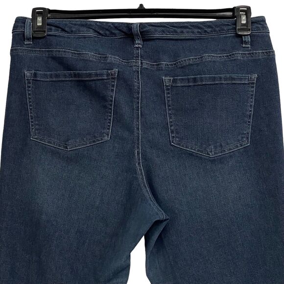 Lane Bryant SZ 18 Ankle Jeans Stretch Pockets Zip-Fly Hi-Rise Whiskered Blue - Picture 3 of 8